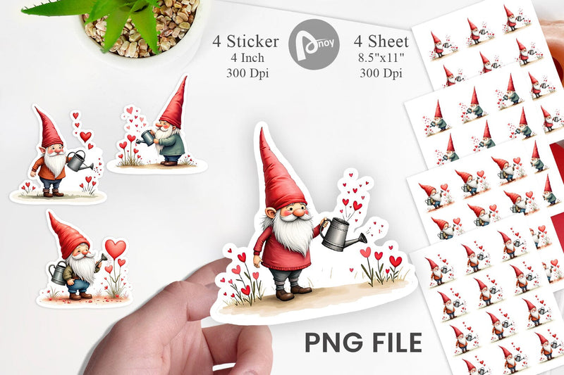 Heart Watering Gnome Sticker Sublimation artnoy 
