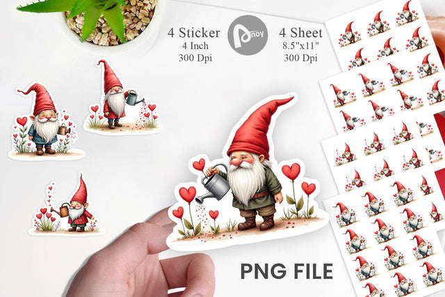 Heart Watering Gnome Sticker Sublimation artnoy 