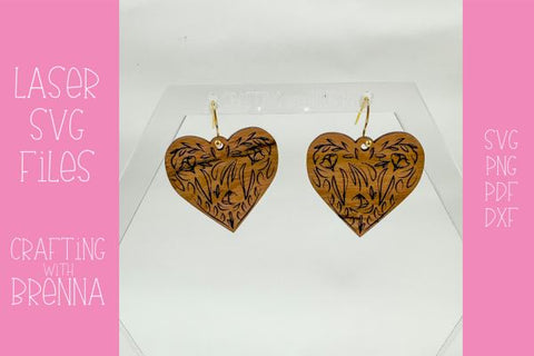 Heart with Doodle Earring Laser SVG File SVG Crafting With Brenna 