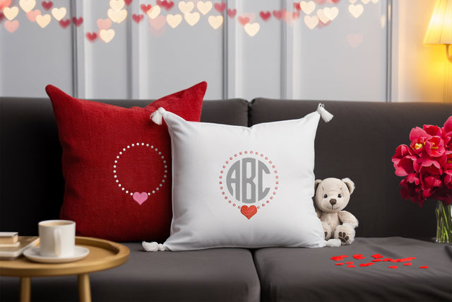 Heart with Dots Round Monogram Frame Embroidery Embroidery/Applique DESIGNS Designed by Geeks 
