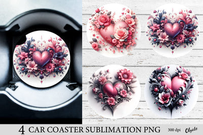 Heart with Flower Car Coaster PNG Sublimation Olga Terlyanskaya 