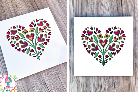 Heart with flowers SVG | 3D Shadowbox design. SVG Digital Gems 