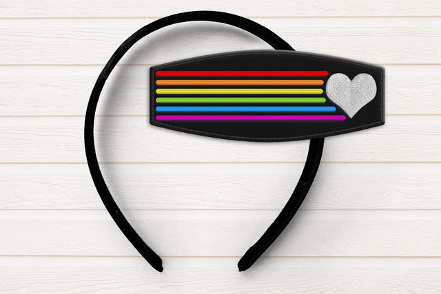 Heart with Rainbow Lines ITH Headband Slider Applique Embroidery Embroidery/Applique DESIGNS Designed by Geeks 