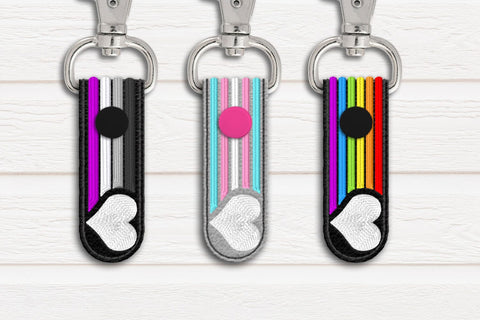 Heart with Rainbow Lines ITH Key Fob Applique Embroidery Trio Embroidery/Applique DESIGNS Designed by Geeks 