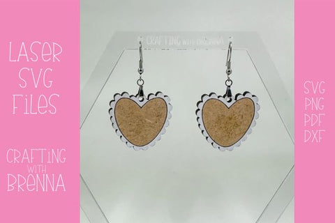 Heart with Ruffle Earrings Laser SVG File SVG Crafting With Brenna 