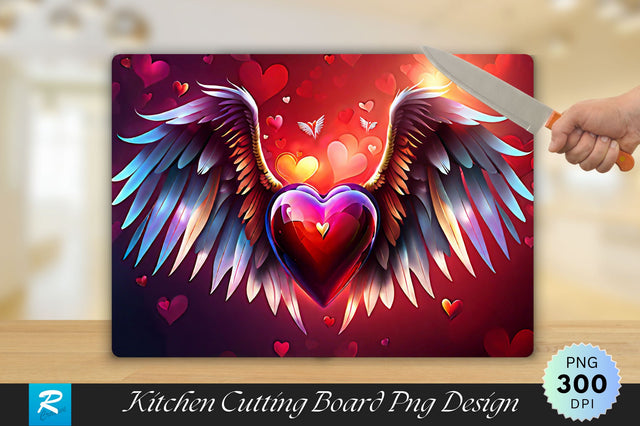 Heart With Wings Cutting Board Sublimation Regulrcrative 