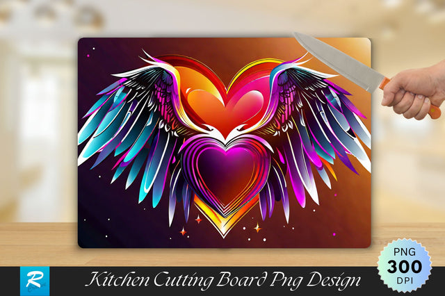 Heart With Wings Cutting Board Sublimation Regulrcrative 