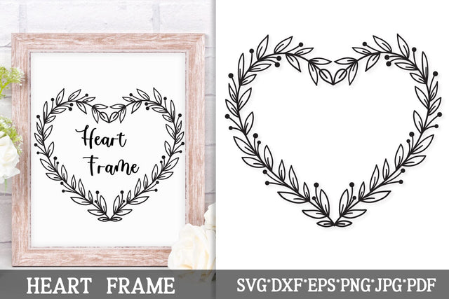 Heart Wreath SVG | Botanical Floral Frame Cut File SVG Tafti Art 