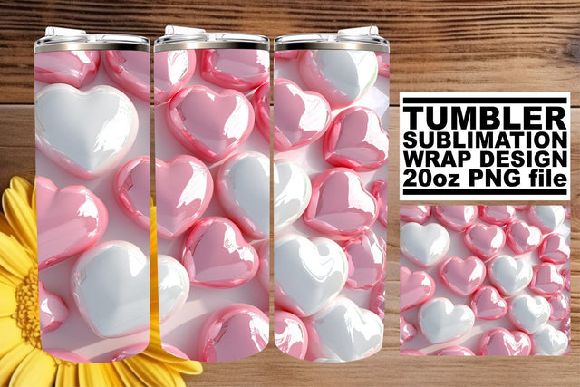 Heartbeat of Love - 3D Heart Pattern Tumbler - 20oz Sublimation afrosvg 