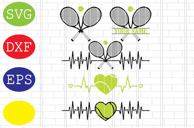 Heartbeat Tennis Svg, Tennis Silhouette, Tennis Fan Svg, Jpg, Eps, Dxf Files SVG DigitalSvgFiles 