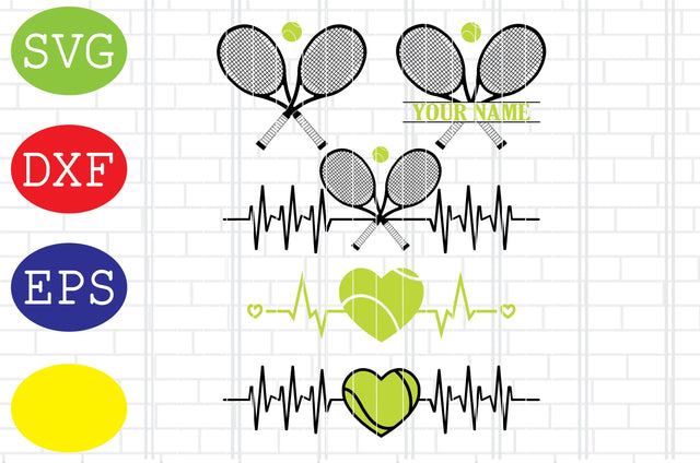 Heartbeat Tennis Svg, Tennis Silhouette, Tennis Fan Svg, Jpg, Eps, Dxf Files SVG DigitalSvgFiles 
