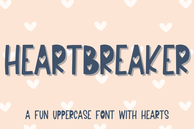 Heartbreaker, Handwritten Font with Hearts for Cricut Font Designing Digitals 