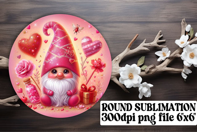 Heartfelt Gnomes of Love: Circle, Keychain, Coaster Collection Sublimation afrosvg 