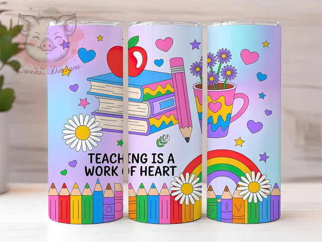 Heartfelt Teacher Quote Tumbler Wrap, Teaching Quote, Classroom Gift, Education Inspiration, Teacher Appreciation, Heart Design, School Spirit Sublimation Lara' s Designs 