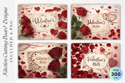 Heartfelt Valentine s Note with Red Rose Petals Cutting Board Sublimation Regulrcrative 