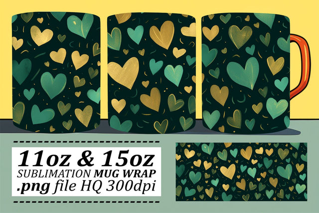 Heartfelt Valentines Mug Wrap - Sublimation 11oz 15oz - Love Theme Sublimation afrosvg 