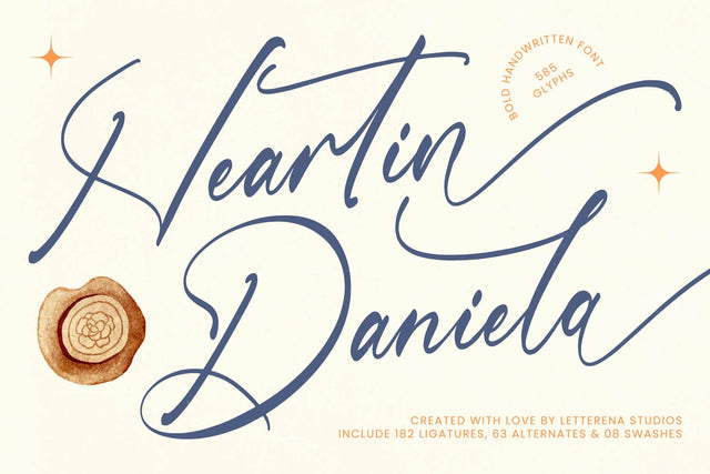Heartin Daniela - Bold Handwritten Font Font Letterena Studios 