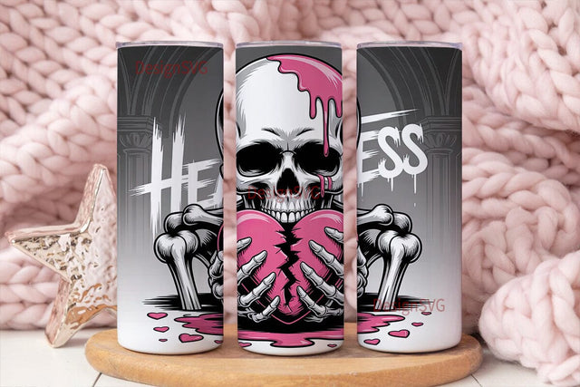 Heartless Skull 20oz Tumbler Wrap Sublimation DesignSVG 