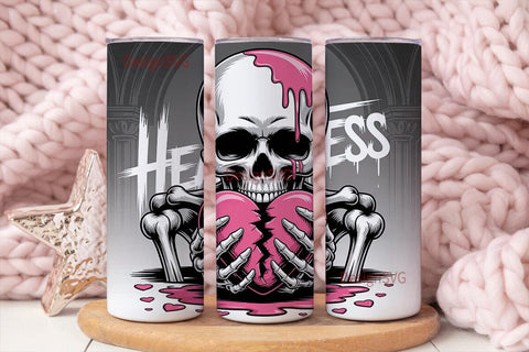 Heartless Skull 20oz Tumbler Wrap Sublimation DesignSVG 