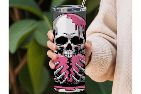 Heartless Skull 20oz Tumbler Wrap Sublimation DesignSVG 