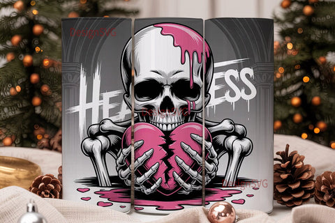 Heartless Skull 20oz Tumbler Wrap Sublimation DesignSVG 