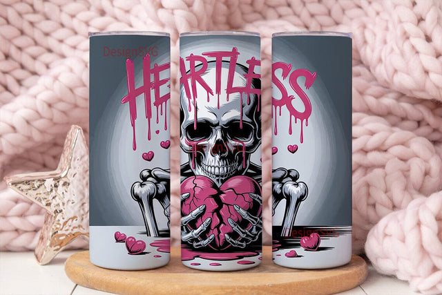 Heartless Skull 20oz Tumbler Wrap Sublimation DesignSVG 