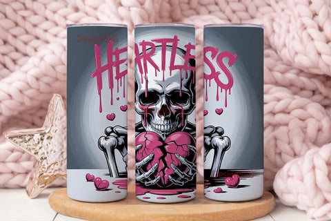 Heartless Skull 20oz Tumbler Wrap Sublimation DesignSVG 