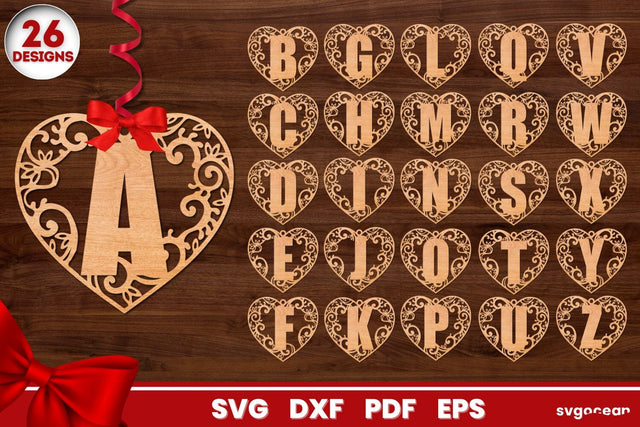 Hearts Alphabet Gift Tags SVG SvgOcean 