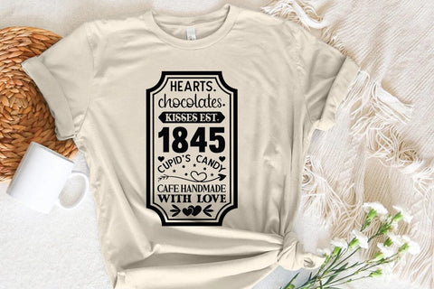 Hearts chocolates kisses est 1845 cupids candy cafe handmade with love SVG Angelina750 