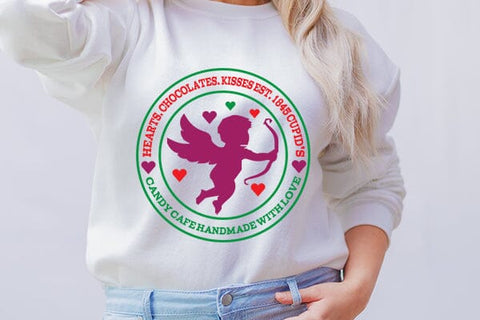 Hearts chocolates kisses est 1845 cupids candy cafe handmade with love SVG Angelina750 