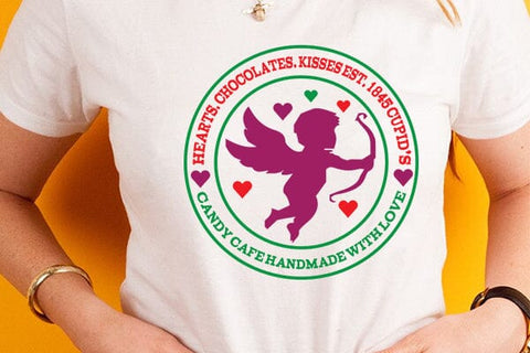 Hearts chocolates kisses est 1845 cupids candy cafe handmade with love SVG Angelina750 