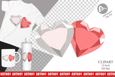 Hearts Gemstones Clipart Sublimation artnoy 