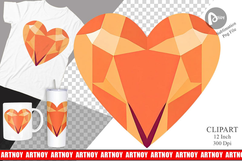 Hearts Gemstones Clipart Sublimation artnoy 