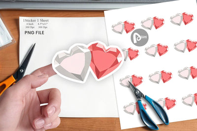 Hearts Gemstones Sticker Sublimation artnoy 