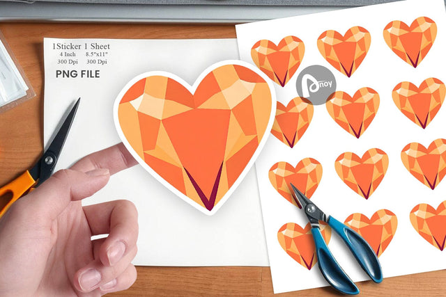 Hearts Gemstones Sticker Sublimation artnoy 
