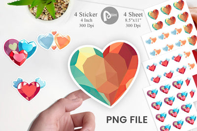 Hearts Gemstones Sticker Sublimation artnoy 