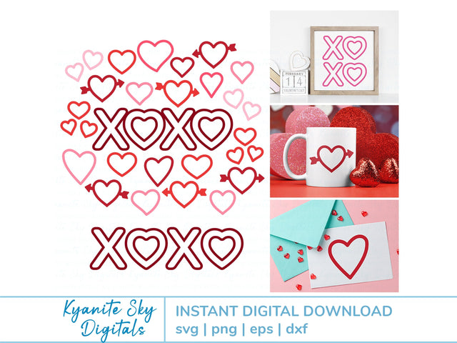 Hearts Outline SVG Bundle Love Hugs and Kisses Valentine Shapes SVG Kyanite Sky Digitals 