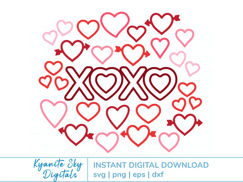 Hearts Outline SVG Bundle Love Hugs and Kisses Valentine Shapes SVG Kyanite Sky Digitals 