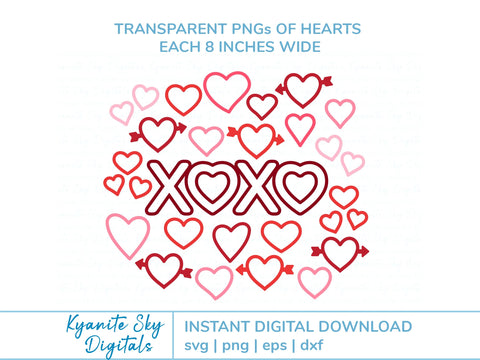 Hearts Outline SVG Bundle Love Hugs and Kisses Valentine Shapes SVG Kyanite Sky Digitals 