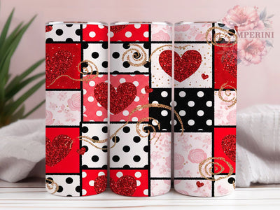 Hearts Patchwork Love Tumbler, Patchwork Tumbler, Stylish 20oz Wrap, Sublimation Design, Trendy Gift Idea, Heart Patch Wrap, Patchwork Love Tumbler Sublimation Li Zamperini 
