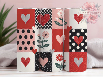 Hearts Patchwork Love Tumbler, Patchwork Tumbler, Stylish 20oz Wrap, Sublimation Design, Trendy Gift Idea, Heart Patch Wrap, Patchwork Love Tumbler Sublimation Li Zamperini 