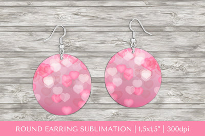 Hearts round earrings sublimation. Valentines earring 029 Sublimation LaBelezoka 
