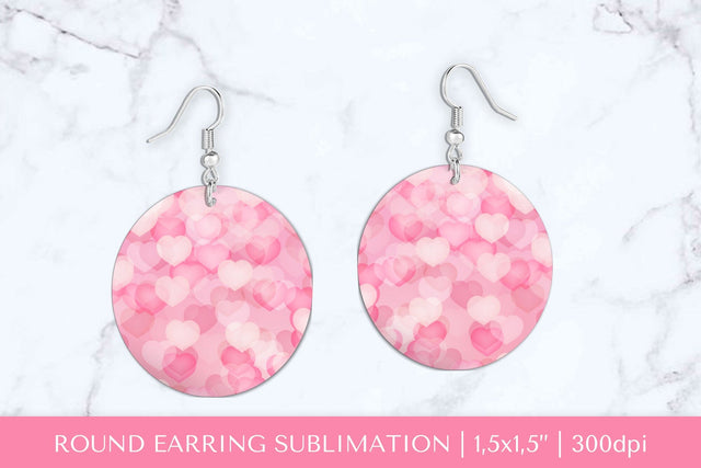 Hearts round earrings sublimation. Valentines earring 030 Sublimation LaBelezoka 