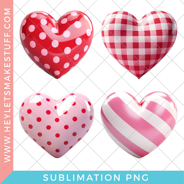 Hearts Set 1 - Sublimation Sublimation Hey Let's Make Stuff 