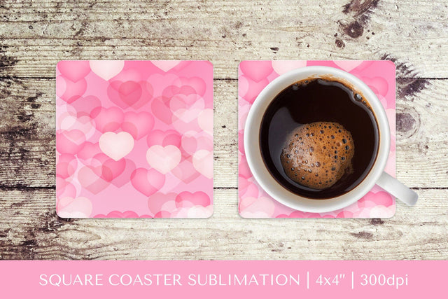 Hearts square coaster sublimation design. Valentines design Sublimation LaBelezoka 