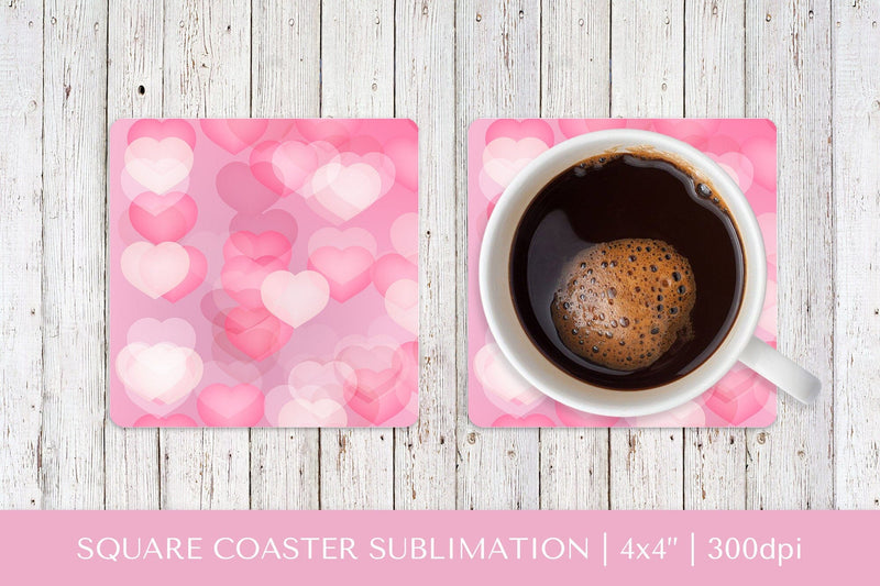 Hearts square coaster sublimation design. Valentines PNG Sublimation LaBelezoka 