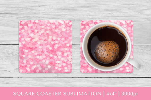 Hearts square coaster sublimation. Valentines coaster 015 Sublimation LaBelezoka 