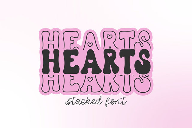 Hearts Stacked Valentine Font Font Blush Font Co. 