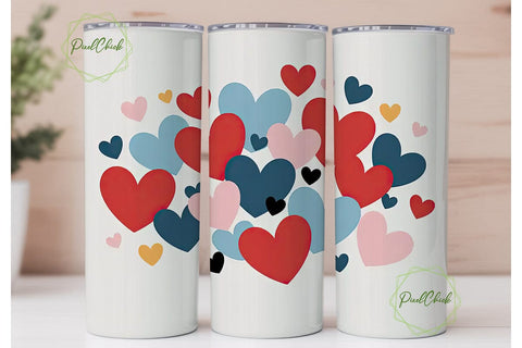 Hearts Tumbler Wrap PNG Sublimation PixelChick 