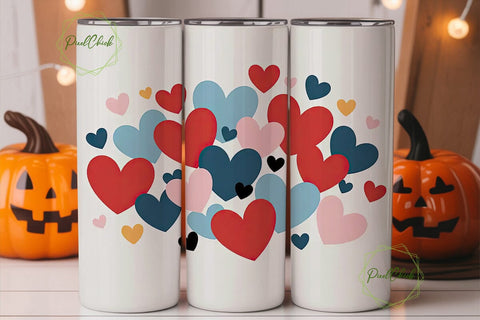 Hearts Tumbler Wrap PNG Sublimation PixelChick 